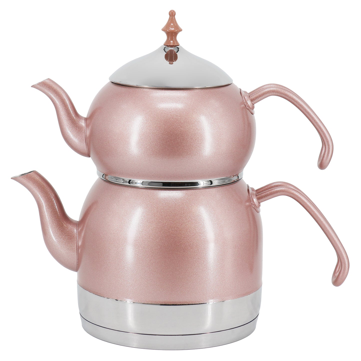 Korkmaz Rena 1.1 Liter Tea Pot & 2.4 Liter Kettle Set in Pink