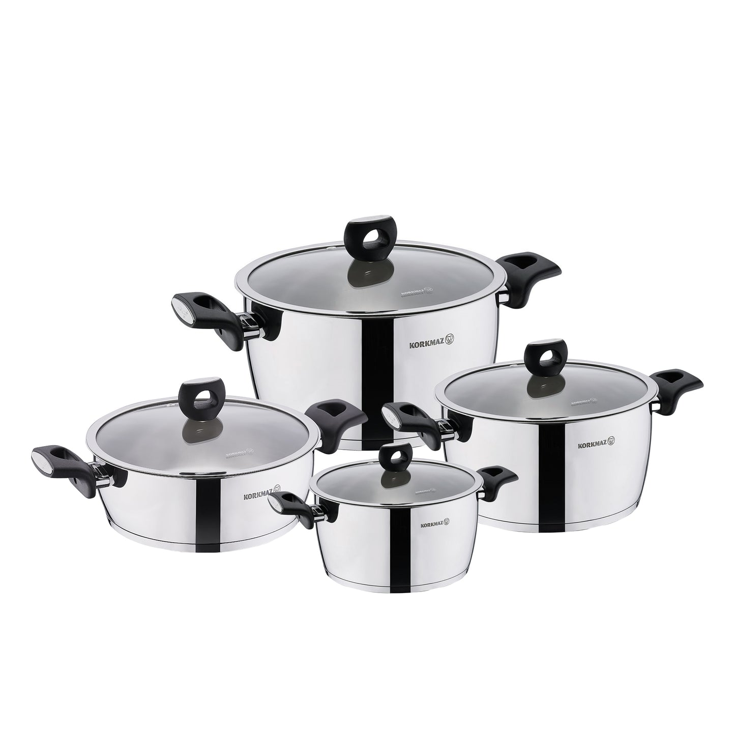 Korkmaz Nora 8 pc Stainless Steel Casserole Cookware Set
