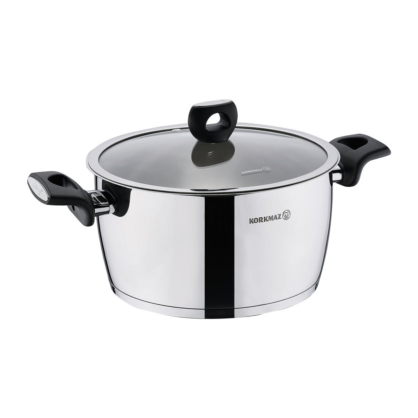Korkmaz Nora 2 pc 5.5 L Stainless Steel Casserole w Lid in Silver