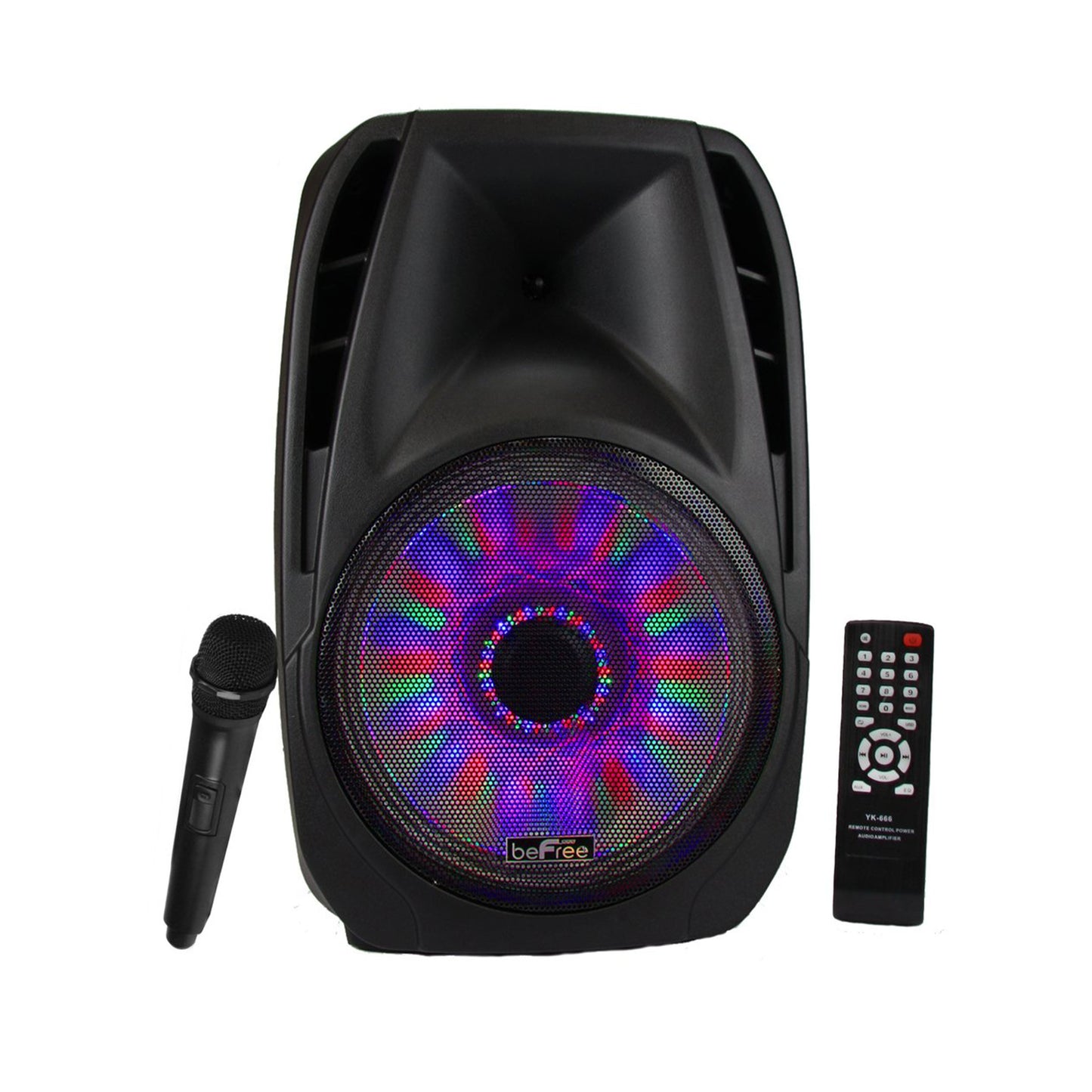 beFree 15" 5000W Portable Bluetooth PA DJ Party Speaker w Reactive Lights Mic