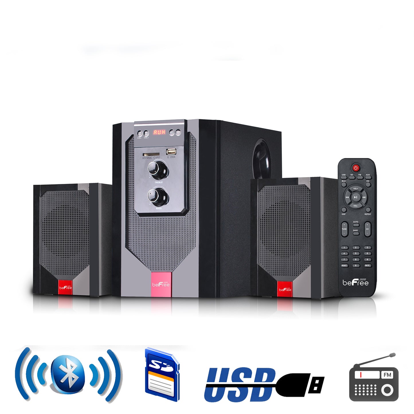 beFree 2.1 Channel Surround Sound Speaker System BFS 40 in Red