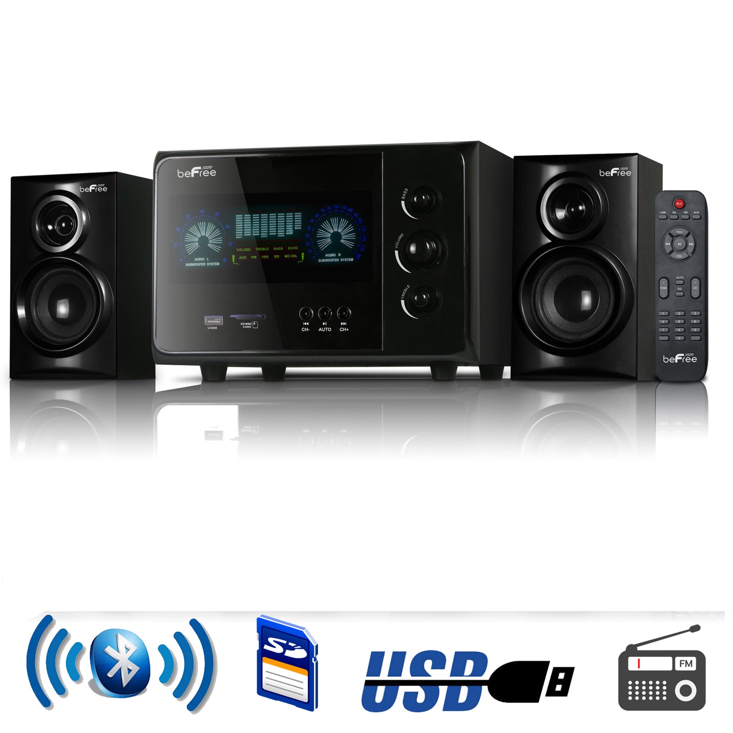 beFree 2.1 Channel Surround Sound Speaker System in Black