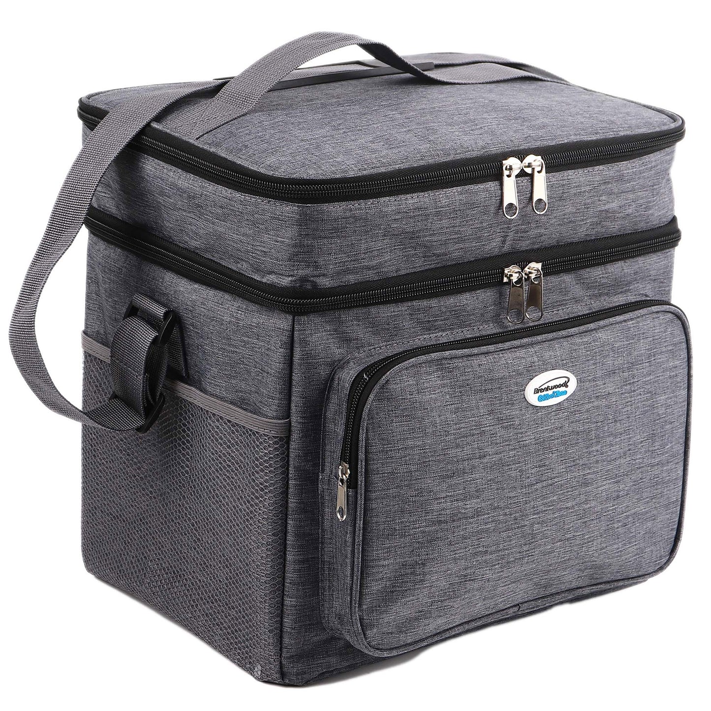 Brentwood Kool Zone 24-Can Insulated Cooler Bag in Gray w Hard Liner