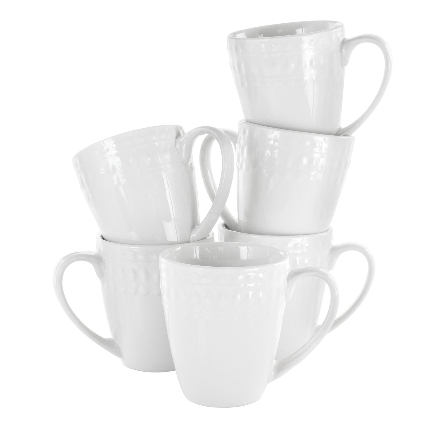 Elama Cara 6 pc 10 oz Porcelain Cup Set in White