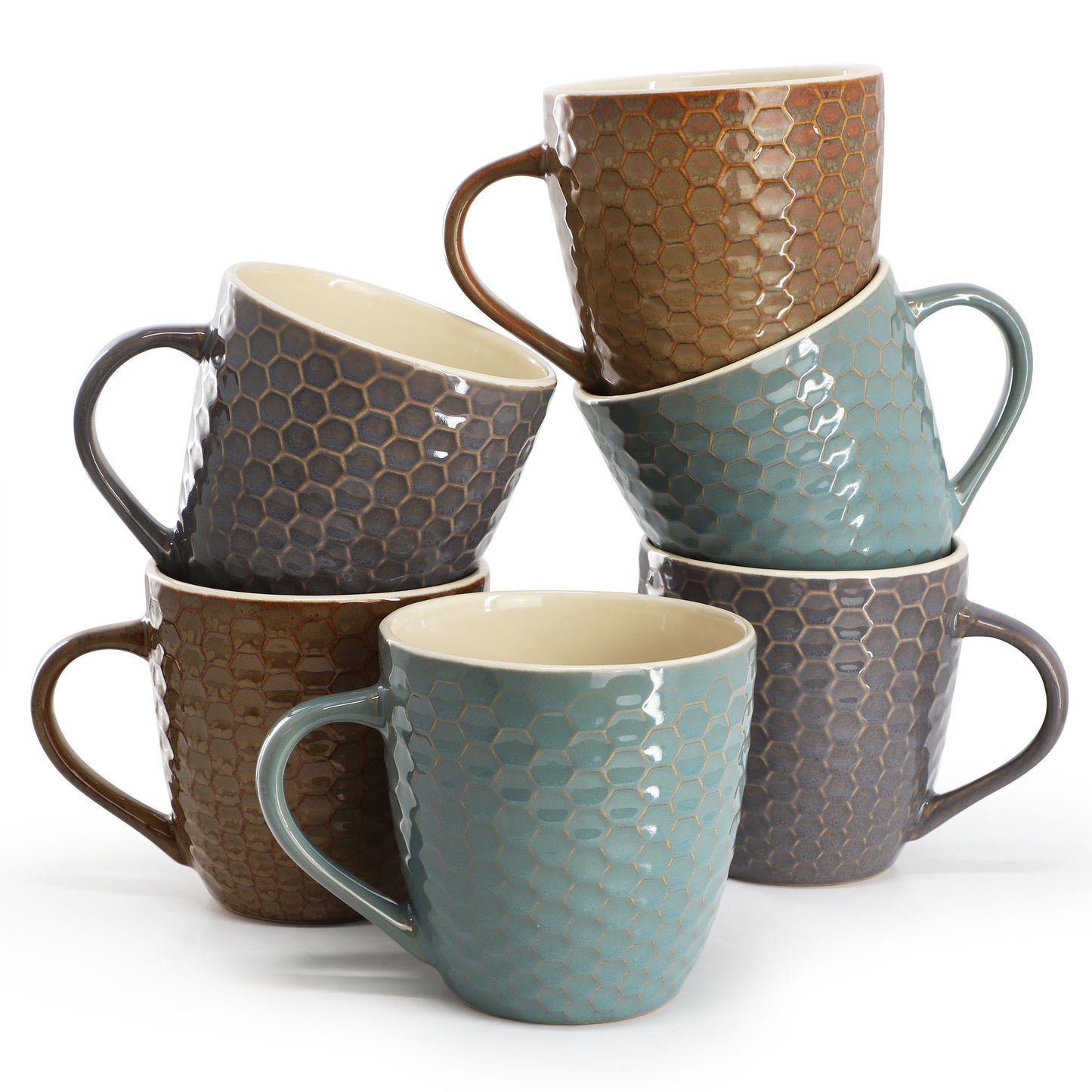 Elama Honeysuckle 6-Piece 15 oz Mug Set Assorted Colors