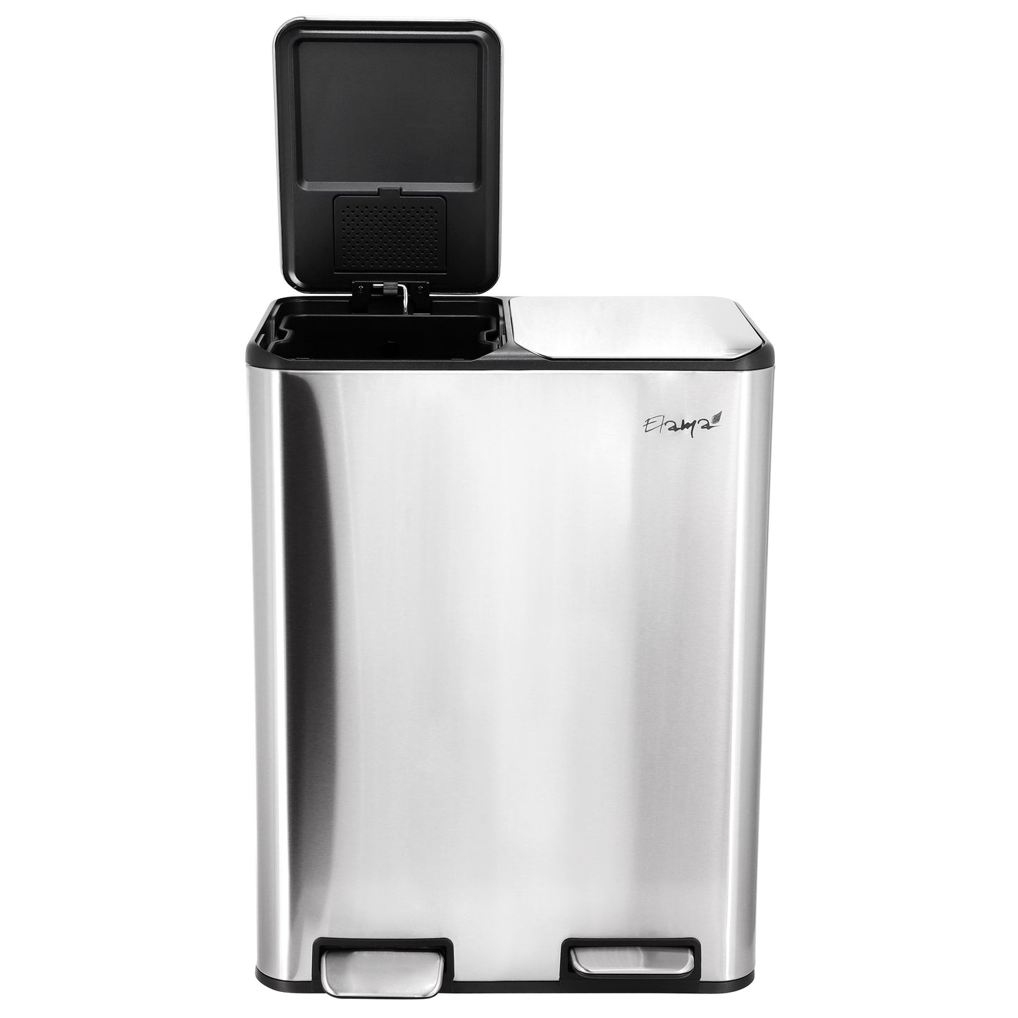 Elama 2 Section 30 Liter/ 8 Gallon Each Section Trash & Recycling Step Bin w Slo