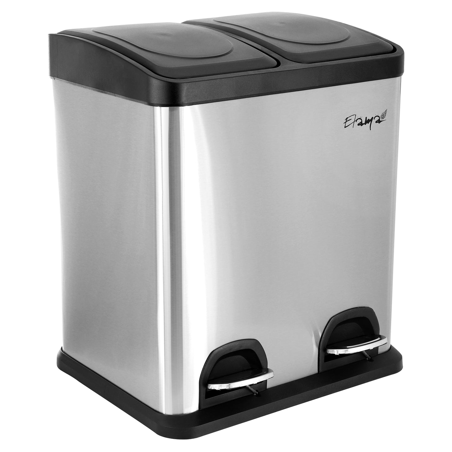 Elama 2 Section 15 Liter/ 4 Gallon Each Section Trash & Recycling Step Bin Matte