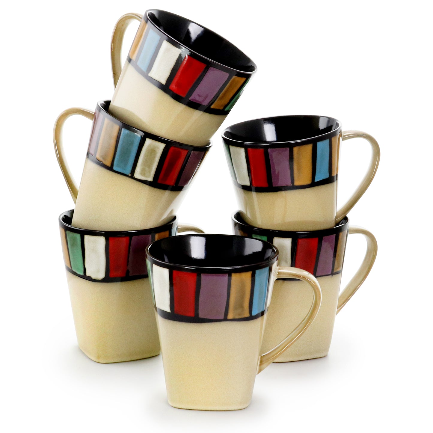 Elama Melange 6 Piece 14 oz Multicolored Stoneware Mugs
