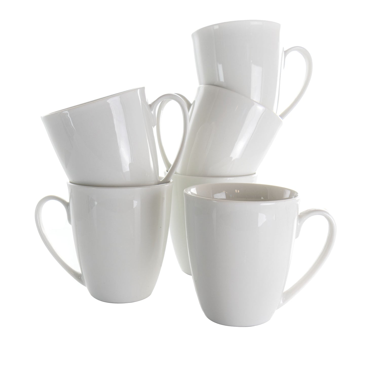 Elama Rosales 6 pc 12 fl oz Porcelain Mug Set in White