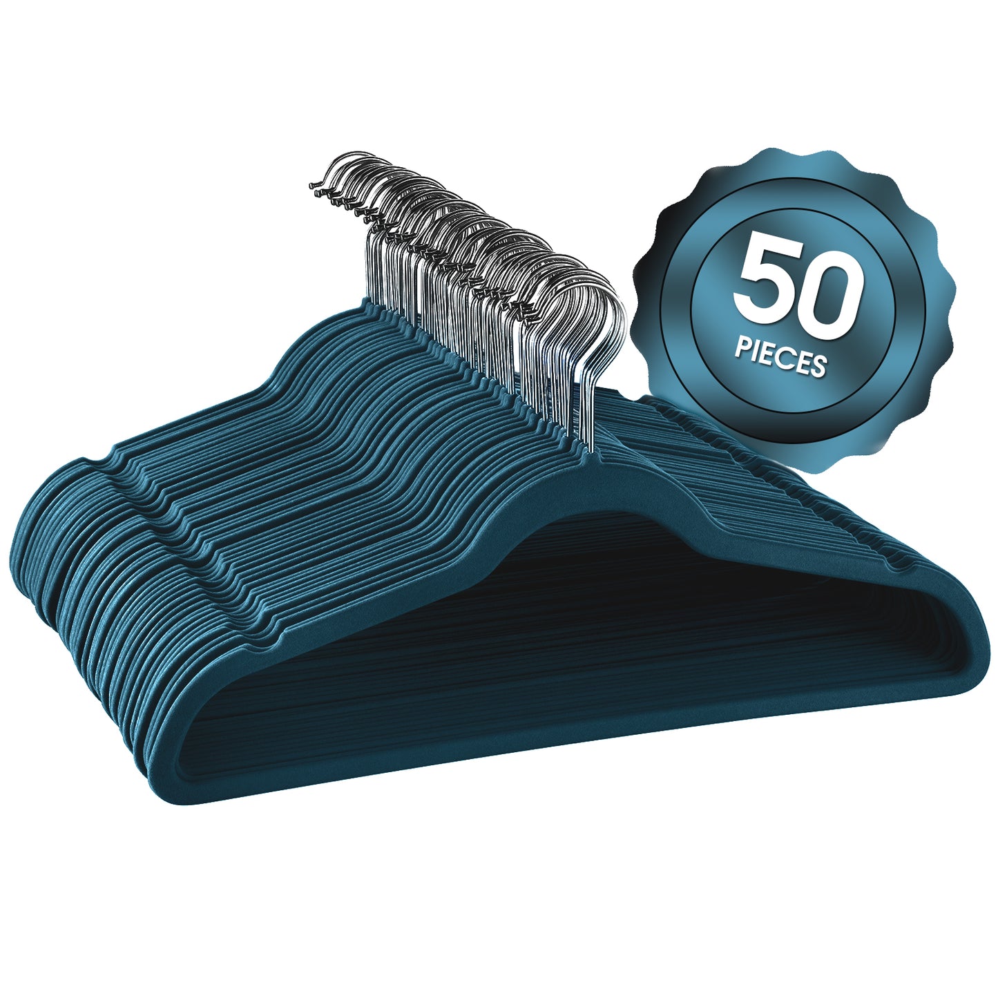 Elama Home 50 Piece Flocked Velvet Clothes Hangers w Stainless Steel Swivel Hoo