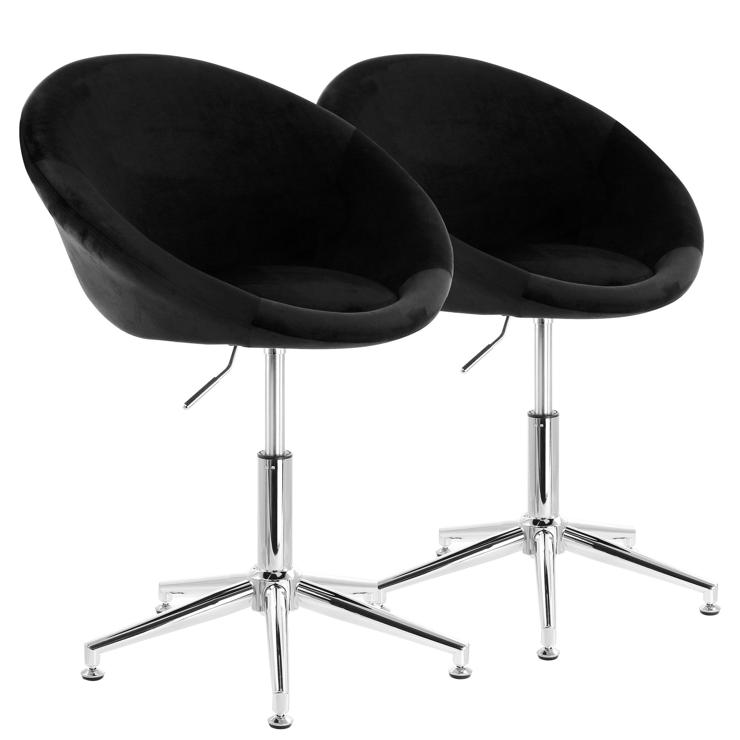 Elama 2 Piece Adjustable Velvet Accent Chair in Black w Chrome Finish