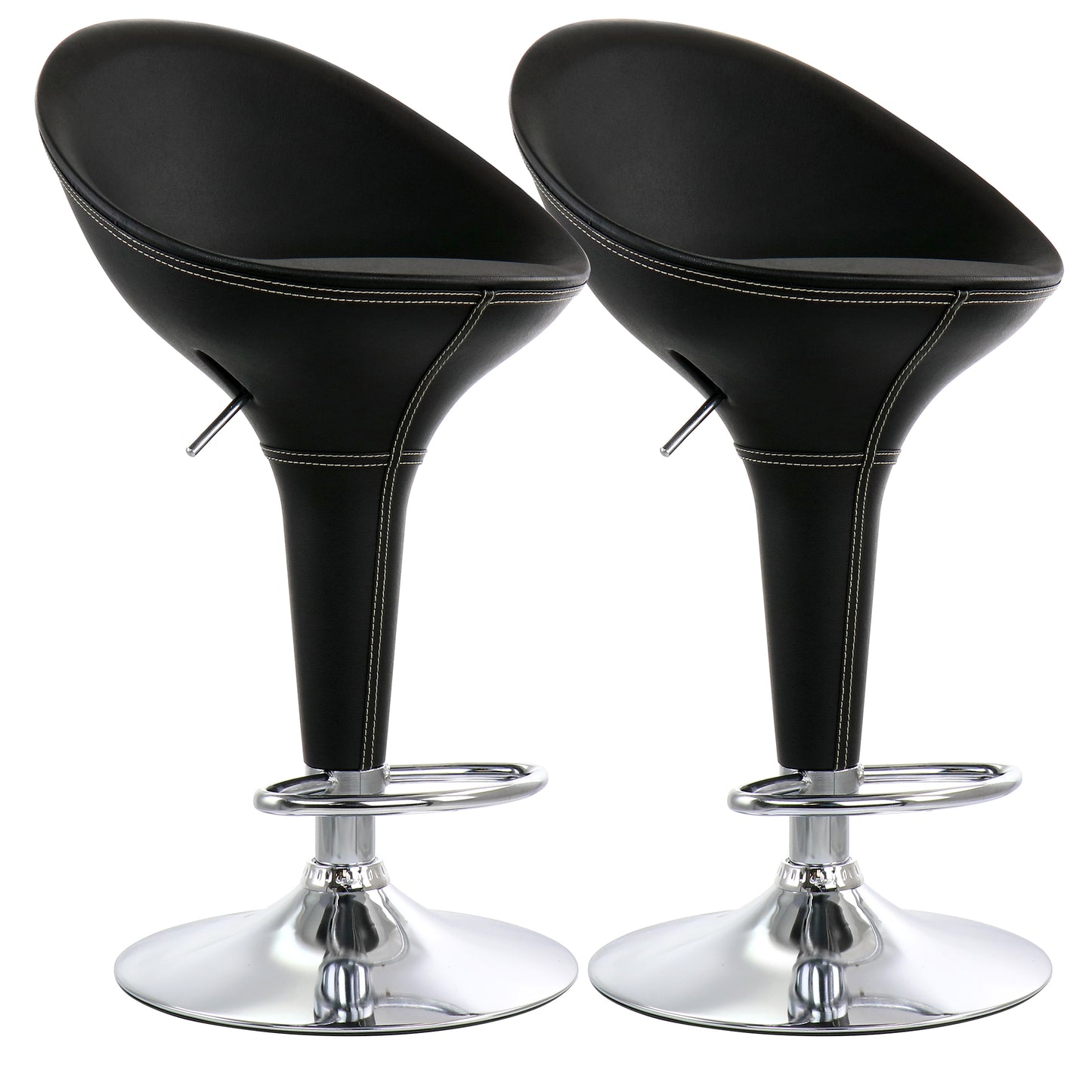 Elama 2 Piece Adjustable Plastic Bar Stool in Black w Chrome Base