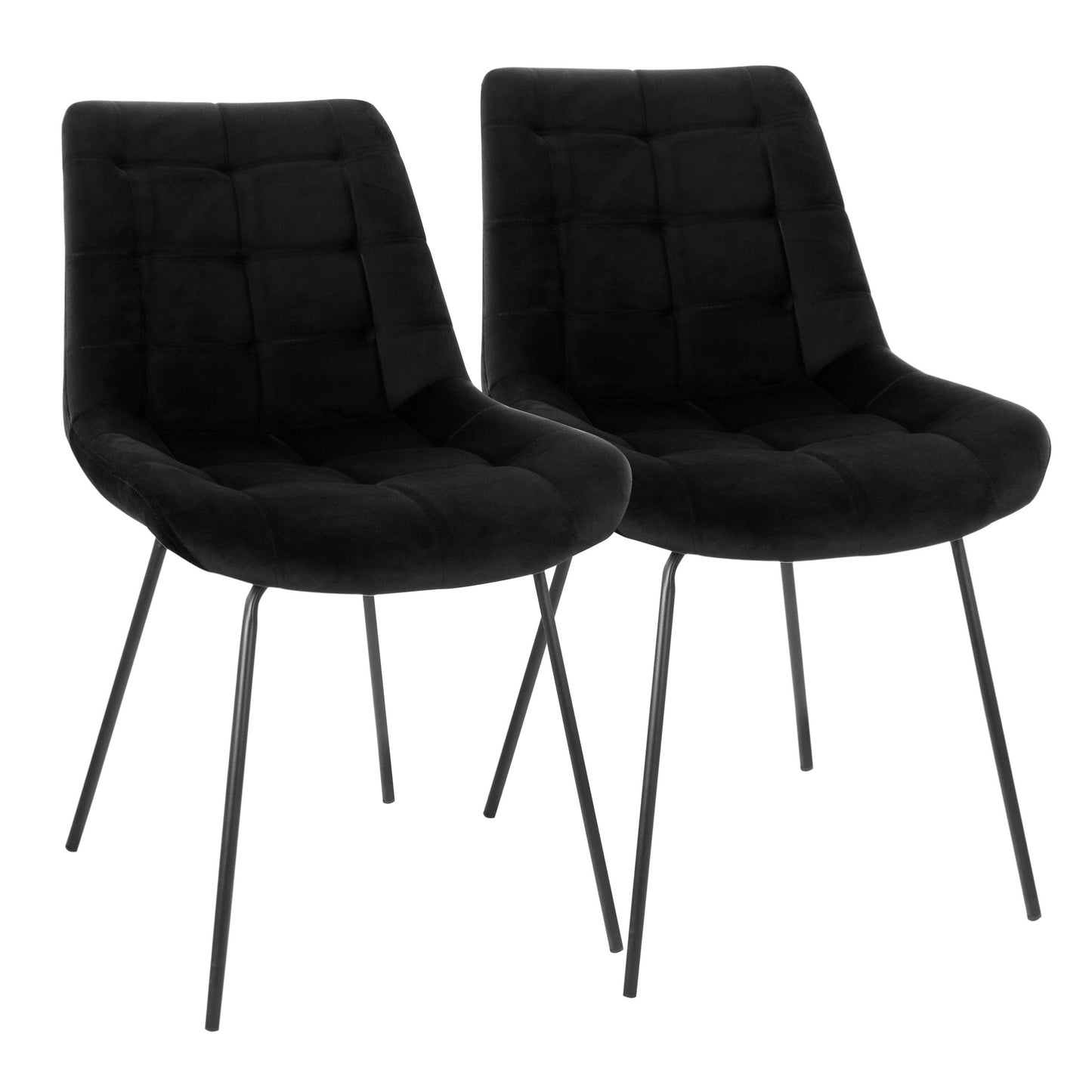 Elama 2 Piece Tufted Chair in Black w Metal Legs