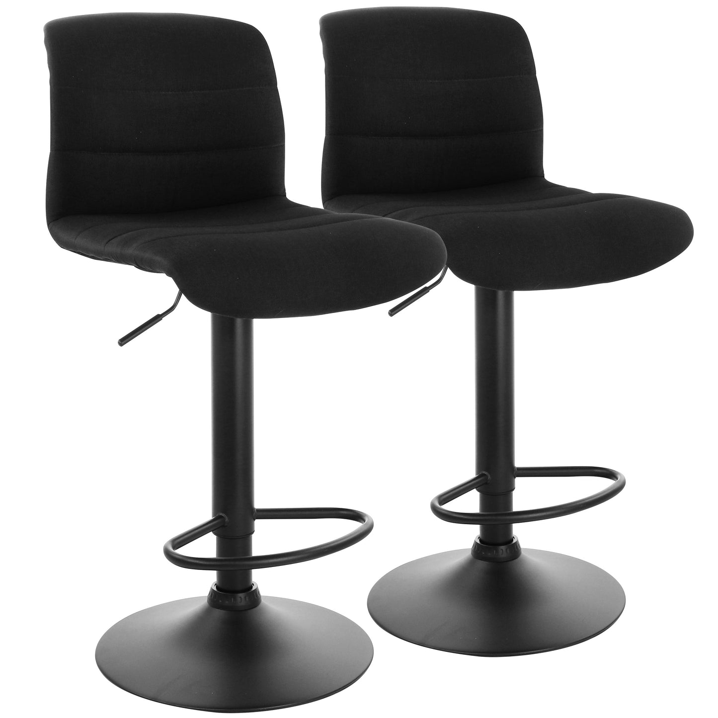 Elama 2 Piece Adjustable Fabric Bar Stool Charcoal w Black Base