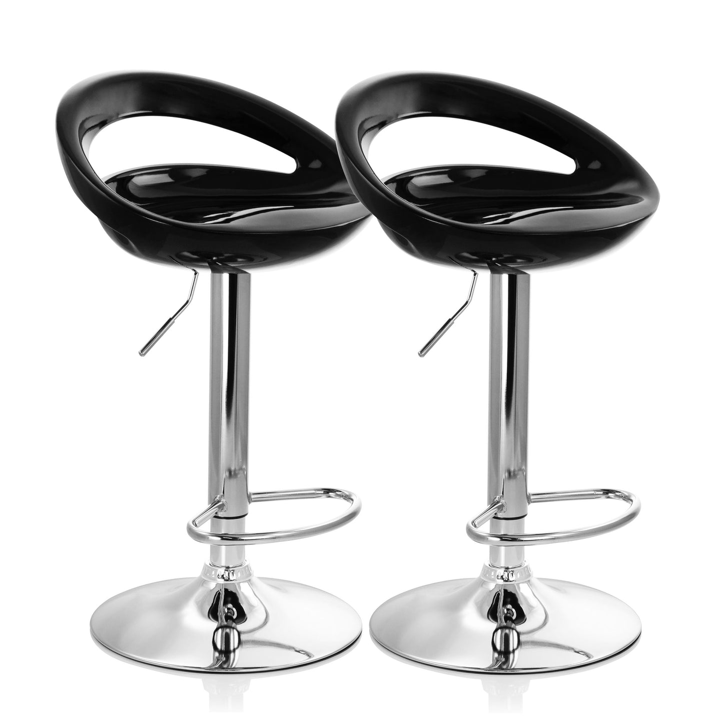 Elama 2 Piece Retro Adjustable Bar Stool in Black w Chrome Base