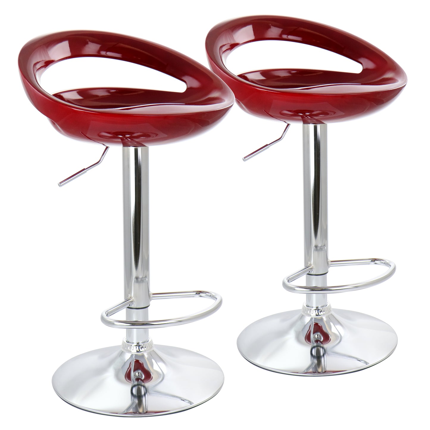 Elama 2 Piece Retro Adjustable Bar Stool in Cherry w Chrome Base
