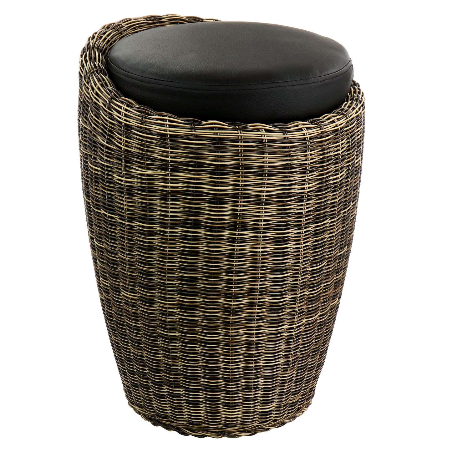 Elama 1 Piece Wicker Outdoor Ottoman Chair in Brown & Black