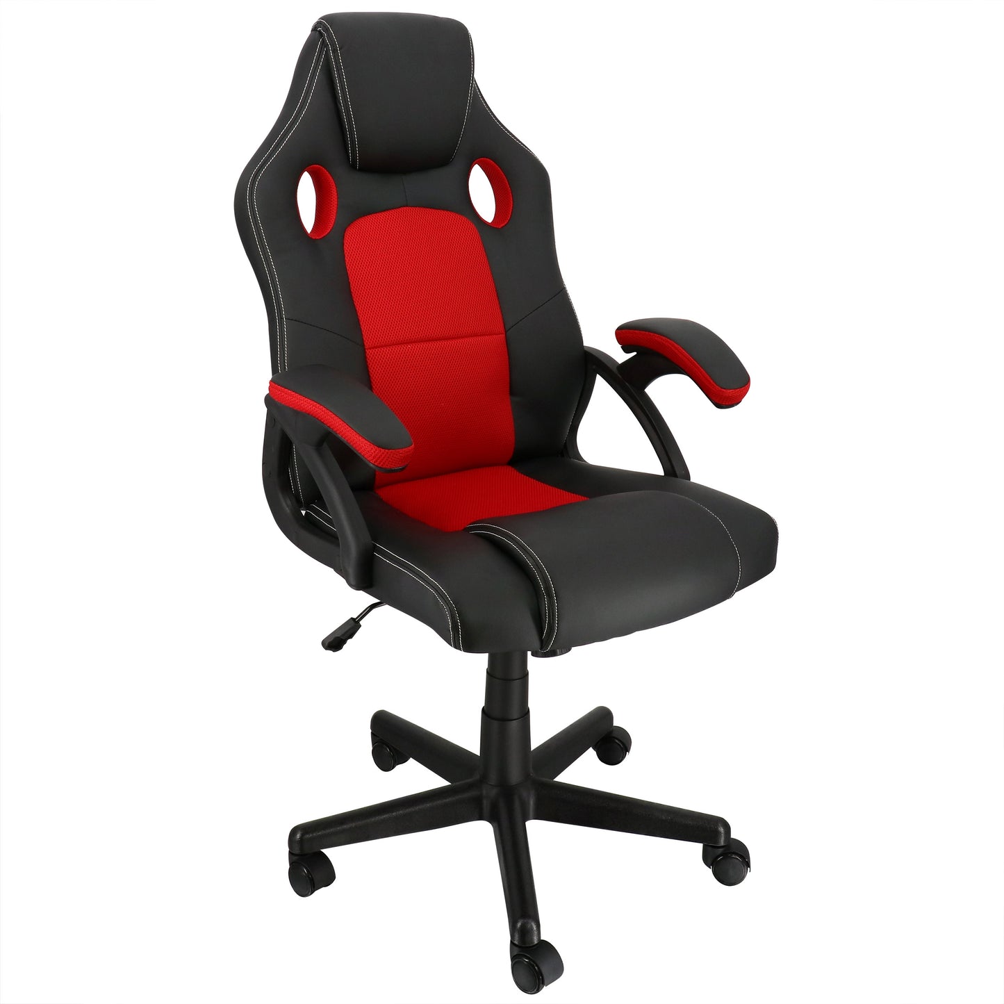 Elama High Back Adjustable Faux Leather & Mesh Office Chair Black & Red