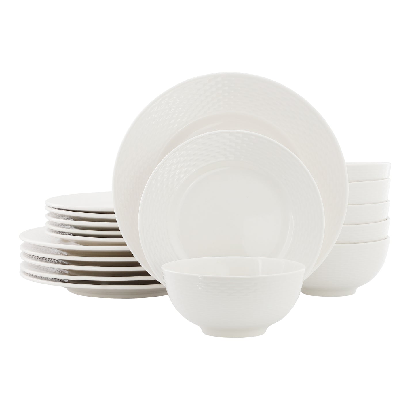 Elama Fiona 18 Piece Stoneware Dinnerware Set White
