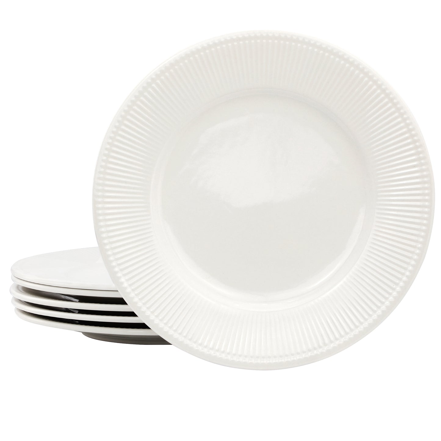 Elama Gretel 6 Piece Round Stoneware Dinner Plate Set White