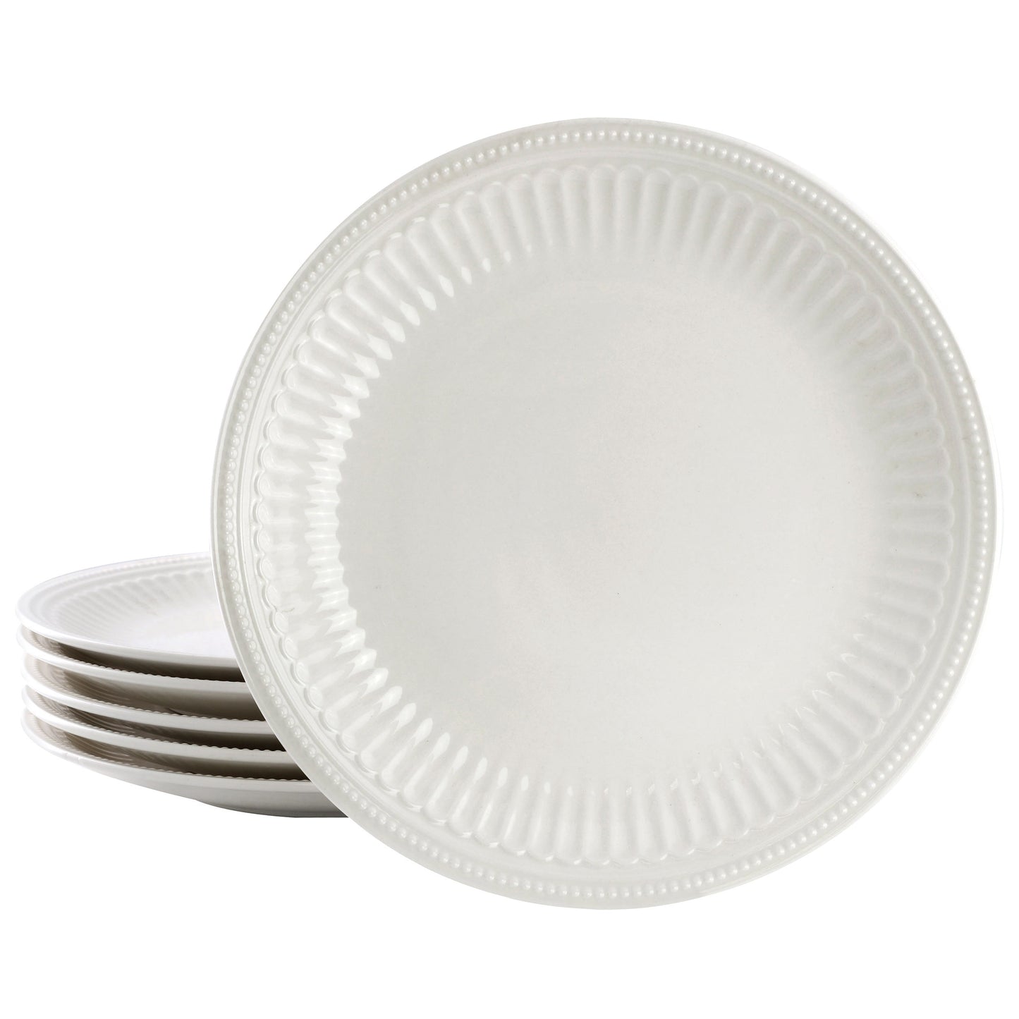 Elama Hansel 6 Piece Embossed Arch Stoneware Dinner Plate Set White
