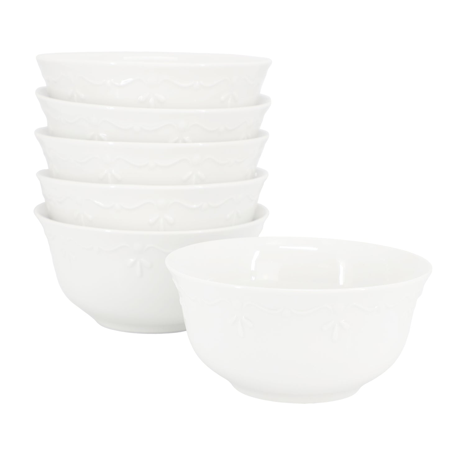 Elama Henryi 6 Piece 6.1" Porcelain Bowl Set White