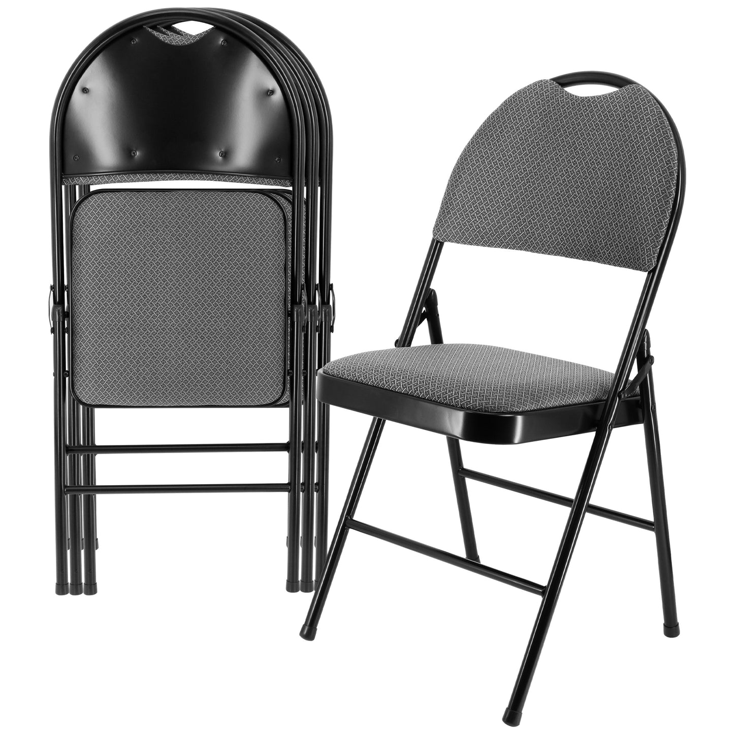 Elama 4 Piece Metal Folding Chair w Padded Seats & Top Handle Gray