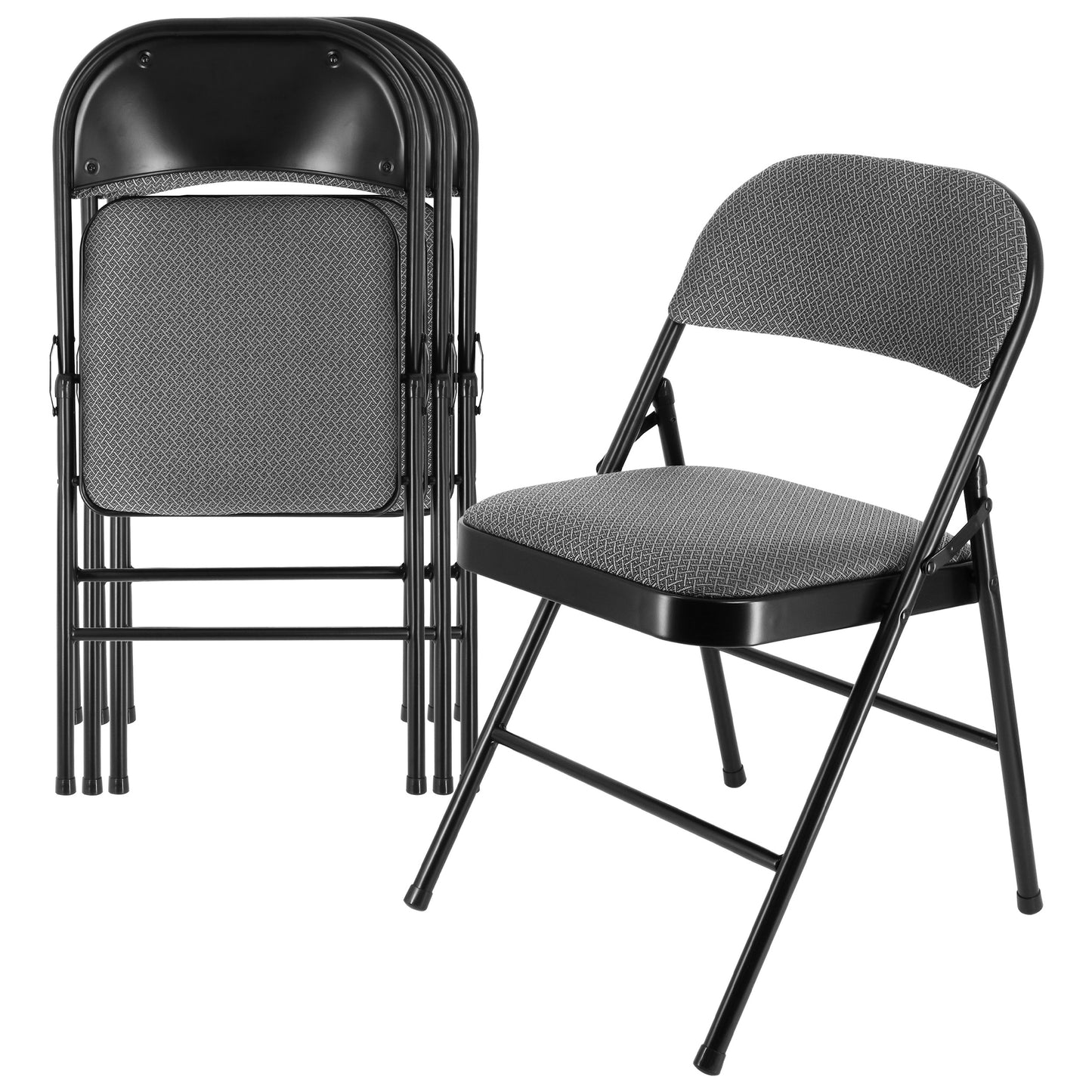 Elama 4 Piece Gray Metal Folding Chair w Padded Seats