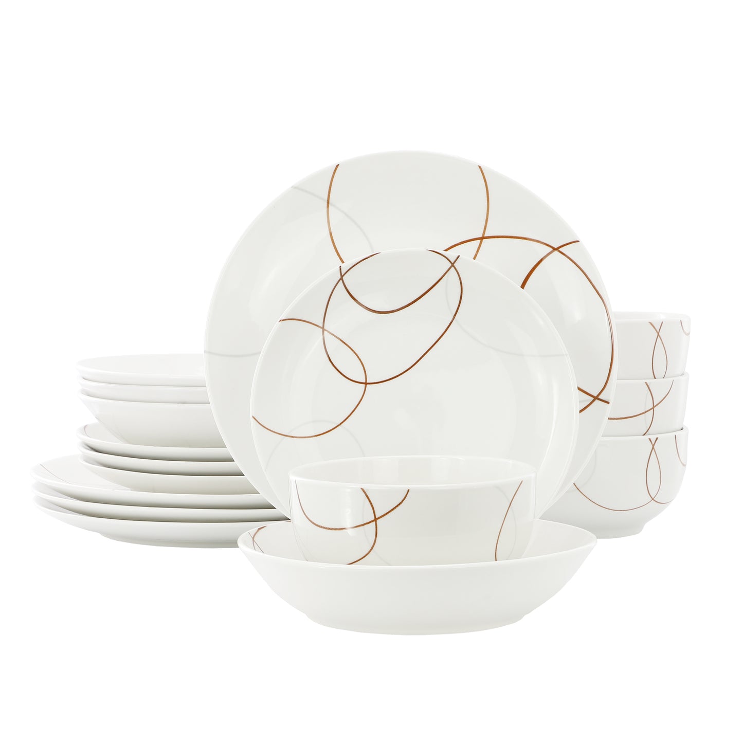Elama Sydney 16 Piece Porcelain Double Bowl Dinnerware Set for 4