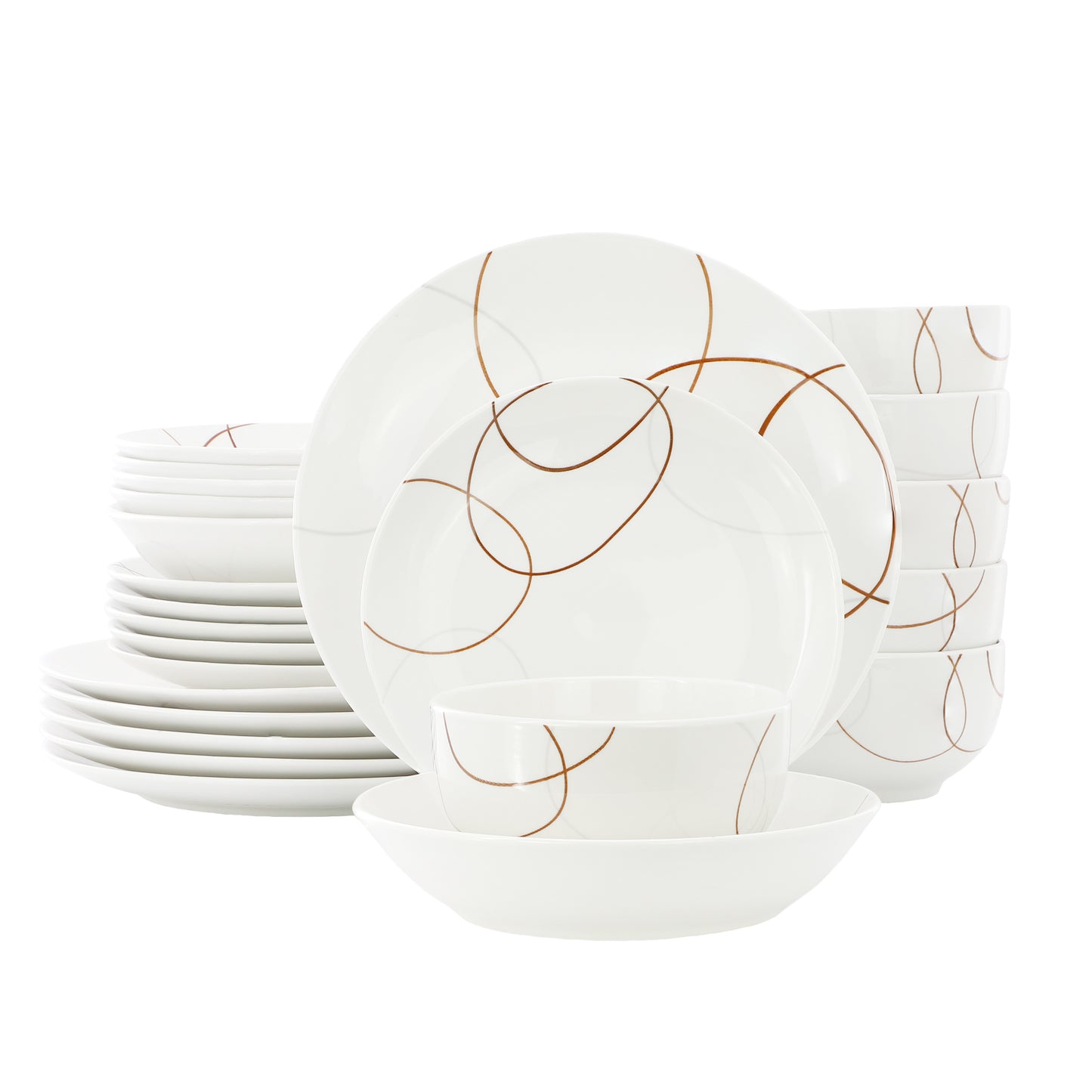 Elama Sydney 24 Piece Porcelain Double Bowl Dinnerware Set for 6