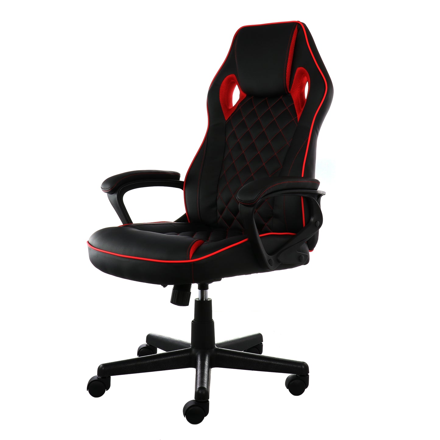 Elama High Back Adjustable Faux Leather Office Chair Black & Red Trim