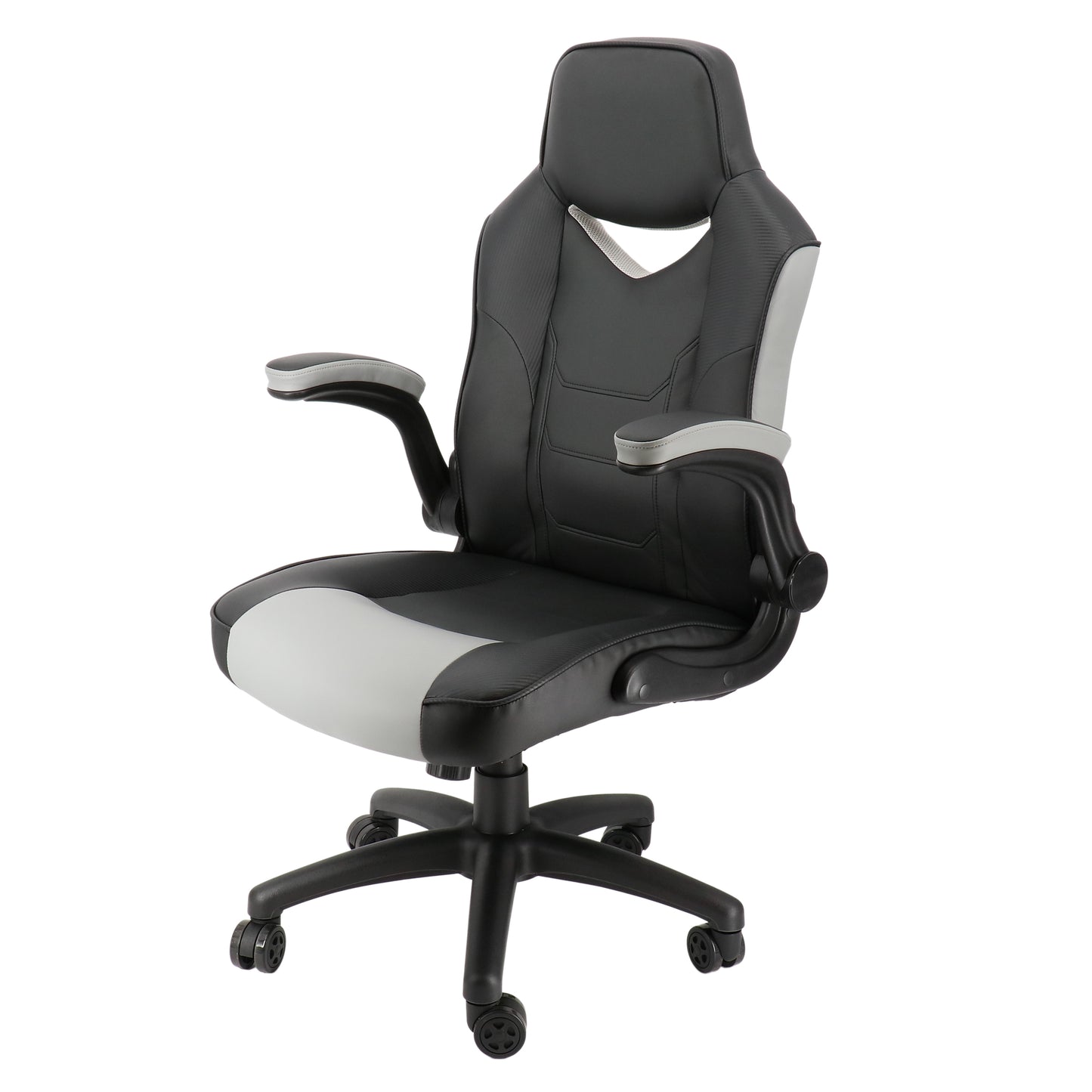 Elama High Back Adjustable Faux Leather Office Chair Black & Gray