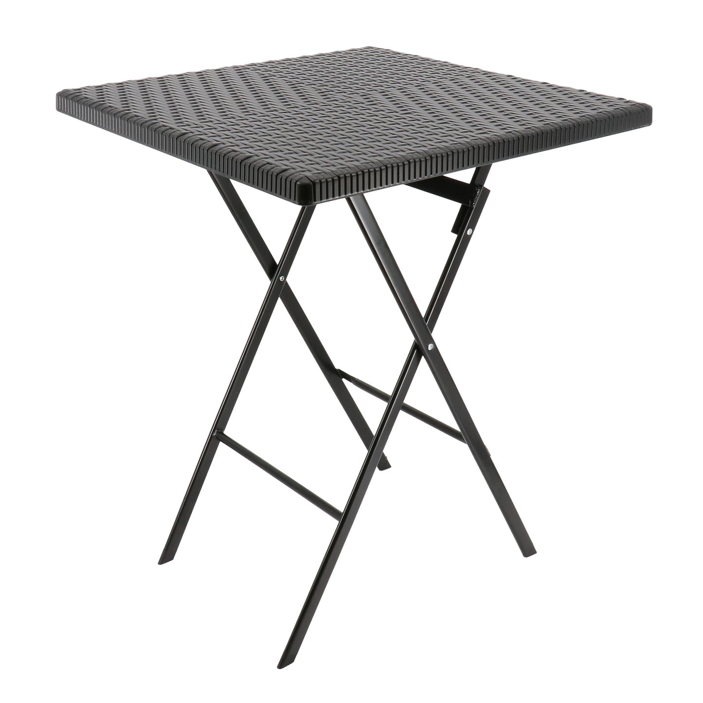 Elama Plastic Rattan Folding Square Table Black