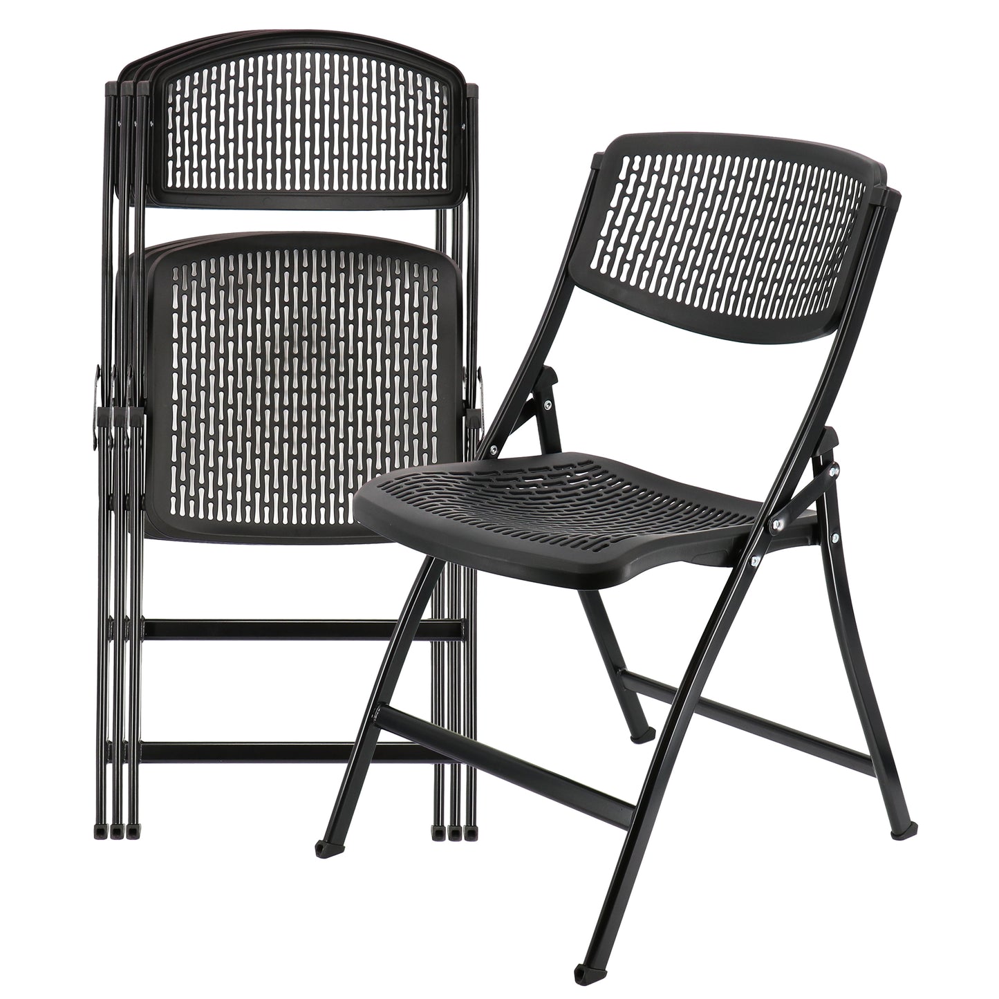 Elama 4 Piece Plastic Mesh Folding Chair Black
