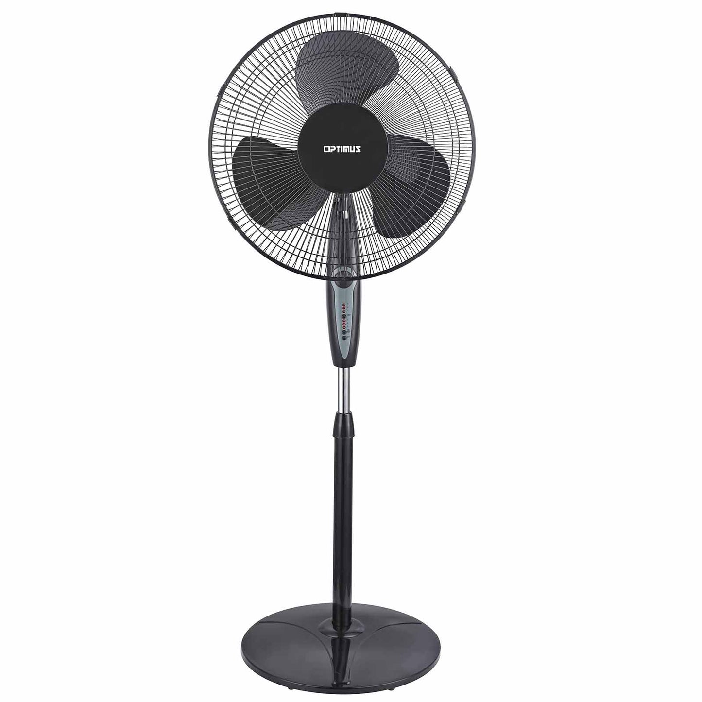 Optimus 16" Oscillating Stand Fan w Remote Control in Black