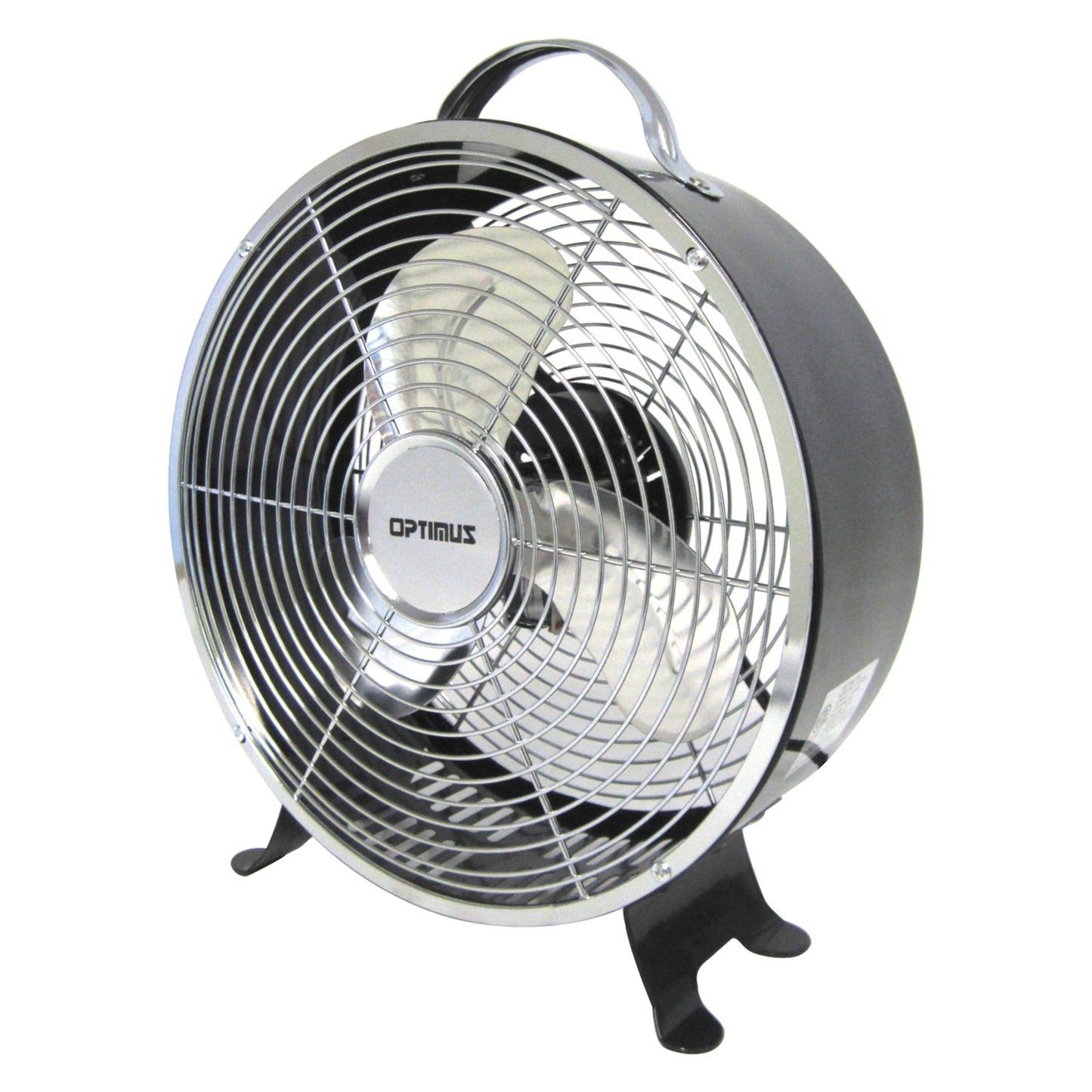 Optimus 10" 2 Speed Portable Retro Drum Fan in Black F-6310RD