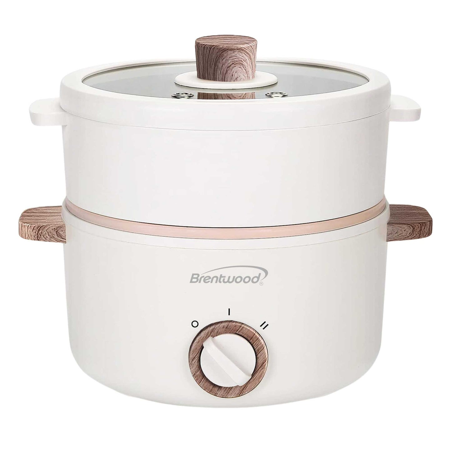 Brentwood 1.5-Liter Multi-Function Electric Hot Pot Cooker in White