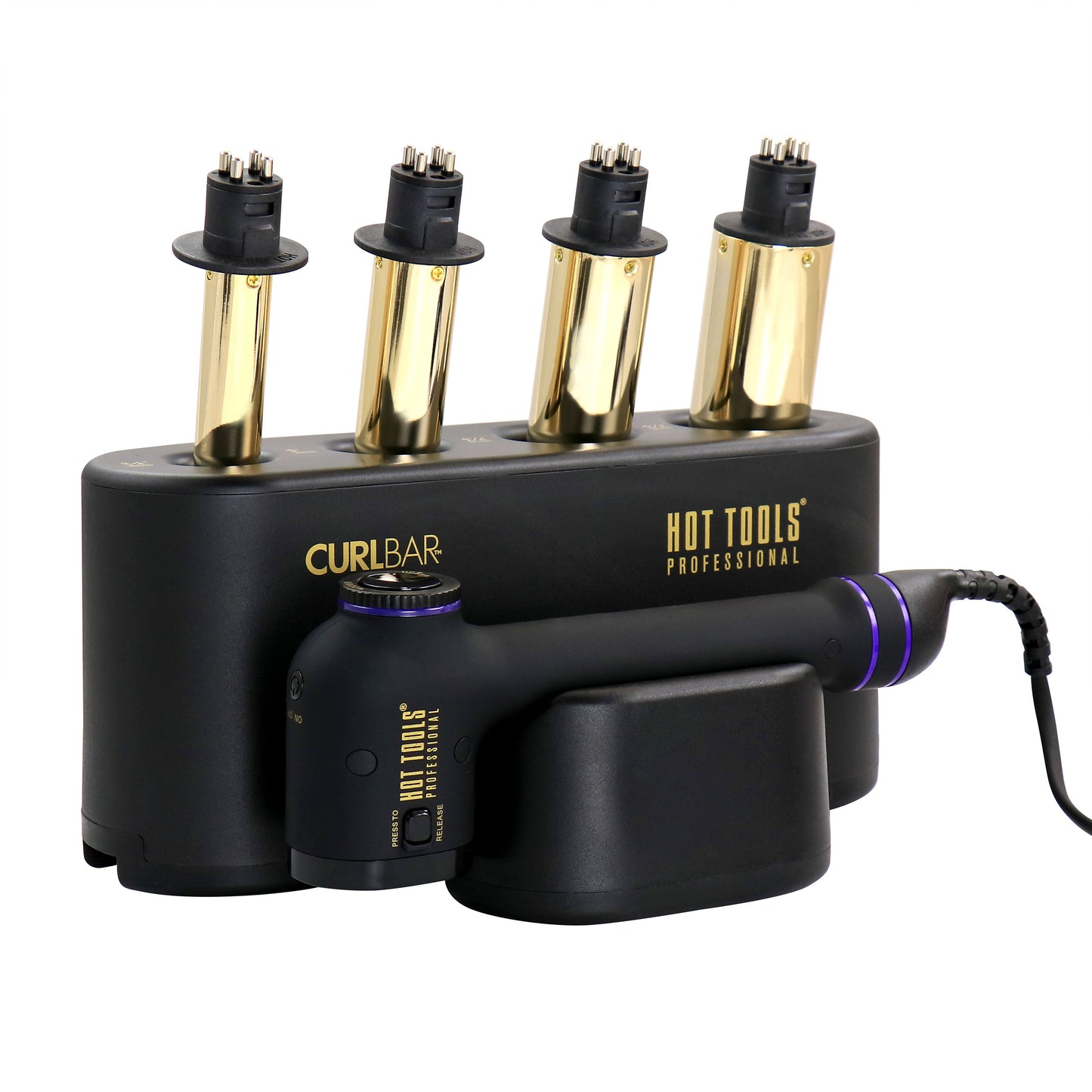 Hot Tools Professional Curl Bar Set w 24k Gold Interchangeable Barrels & Pulse