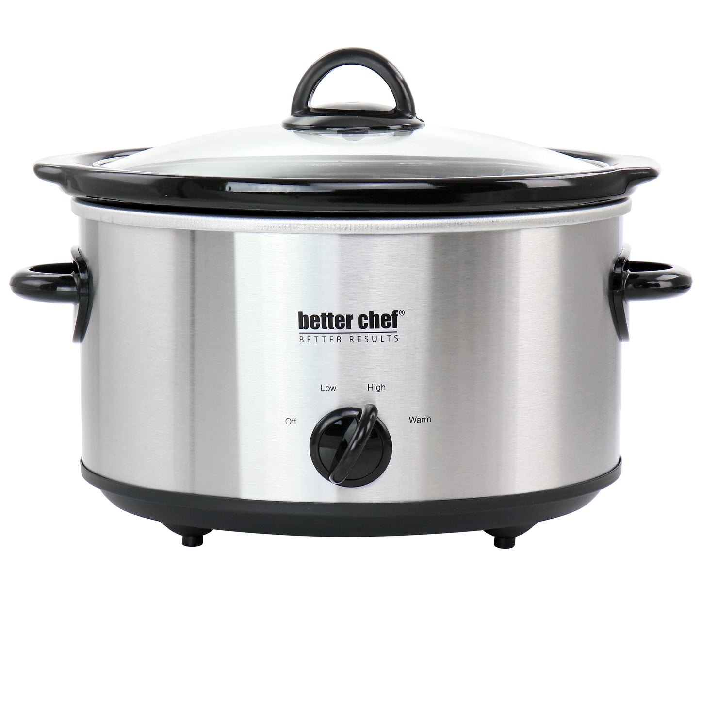 Better Chef 4 Qt Oval Slow Cooker w Removable Stoneware Crock in Stainless Stee