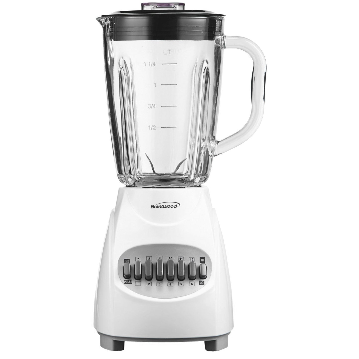 Brentwood 12 Speed White Blender w 1.25 Liter Glass Jar