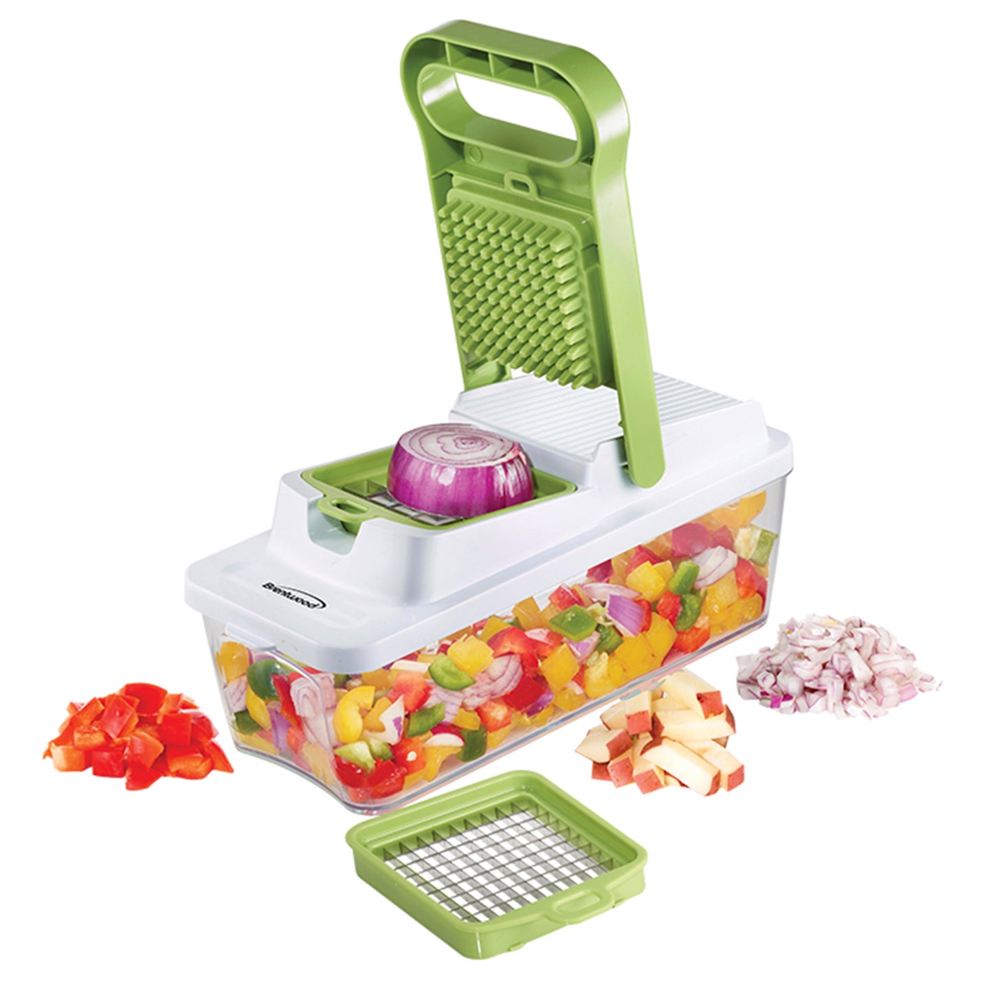 Brentwood Food Chopper & Vegetable Dicer w 6.75 Cup Storage Container in Green