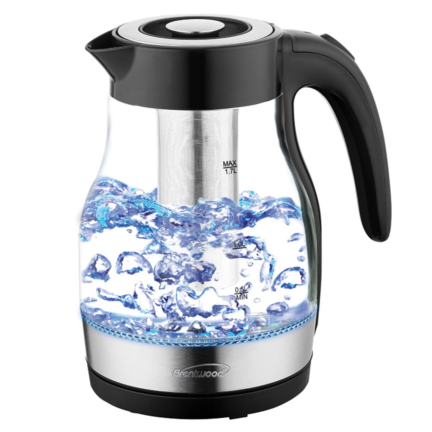 Brentwood Glass 1.7 Liter Electric Kettle w Tea Infuser in Black