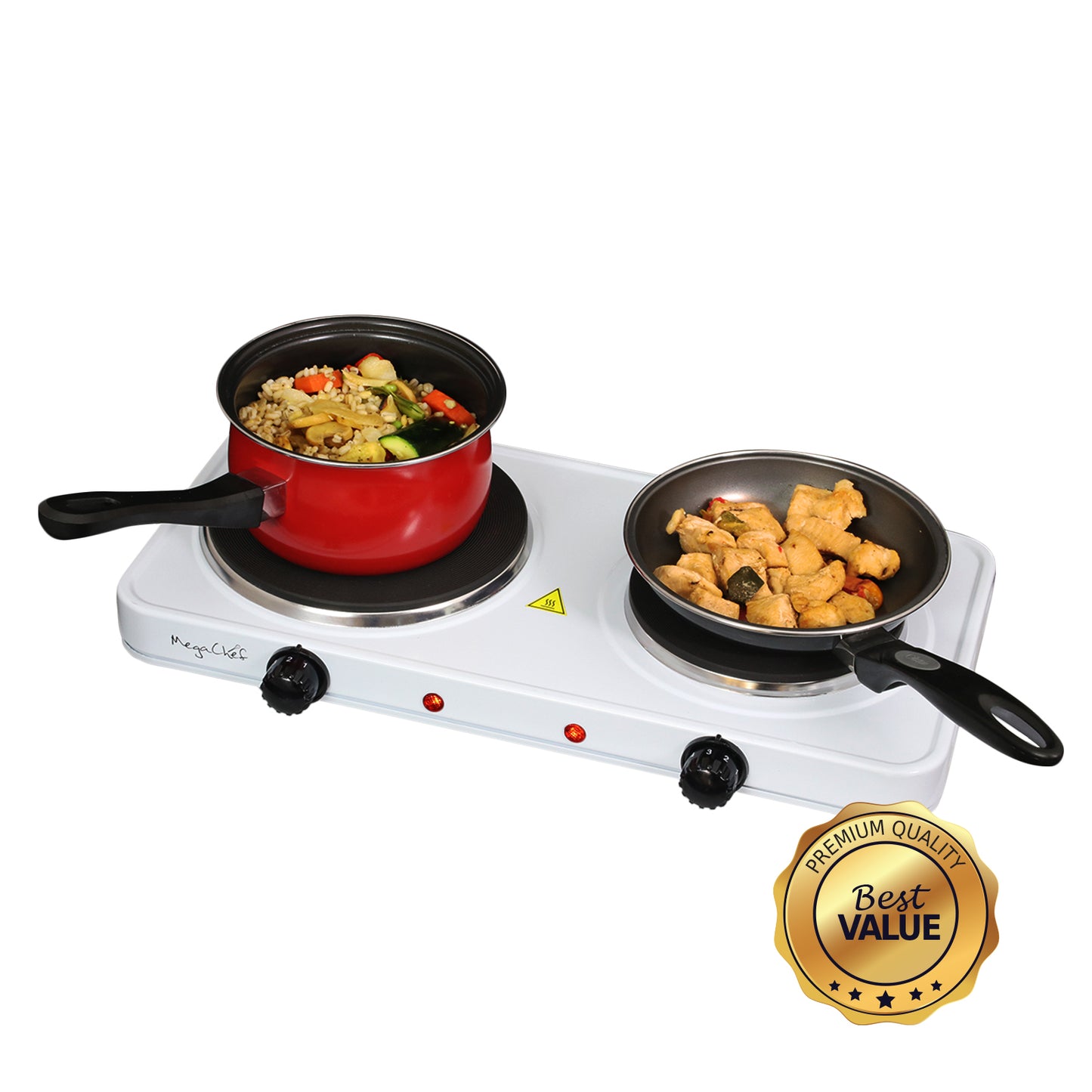 MegaChef Electric Easily Portable Ultra Lightweight Dual Burner Cooktop Buffet