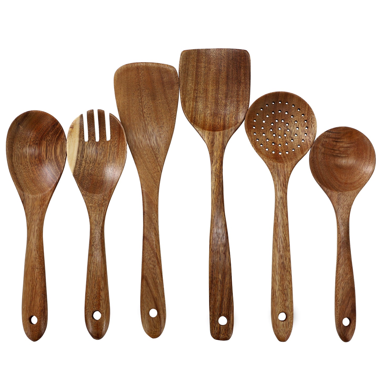 MegaChef 6 Piece Acacia Wood Kitchen Utensil Set Dark Brown