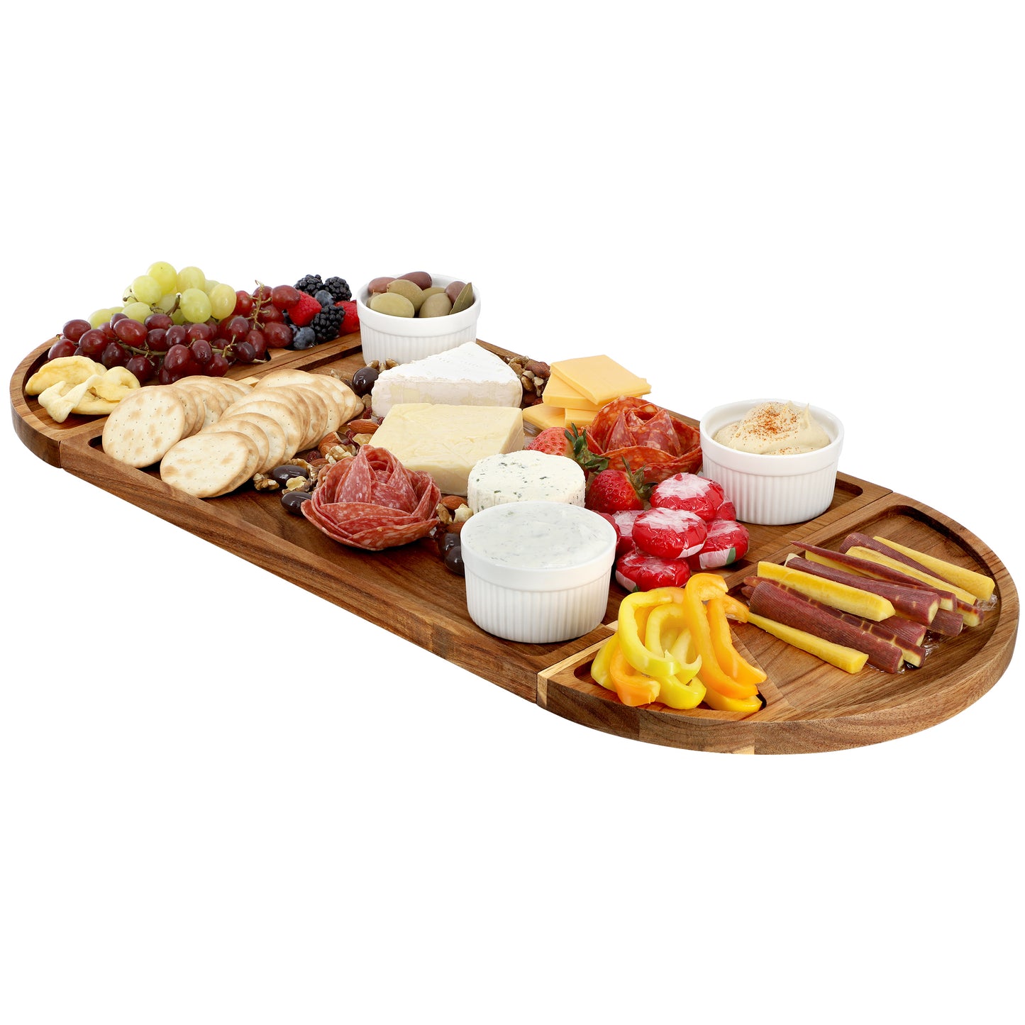 MegaChef 3 Piece Acacia Wood Cutting Board w Maganitized Serving Board Platter