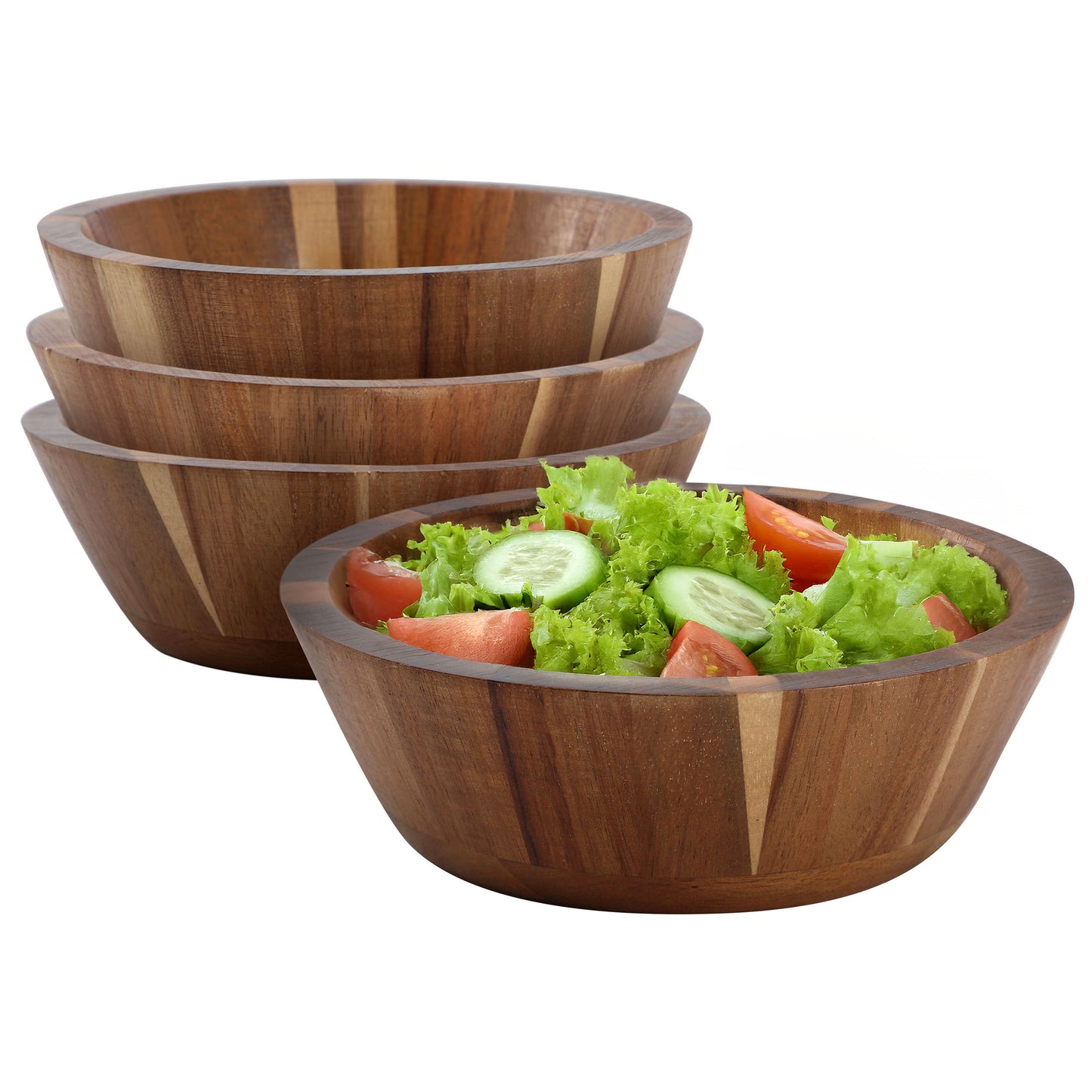 MegaChef 4 Piece 6.75" Acacia Wood Salad Bowl Set
