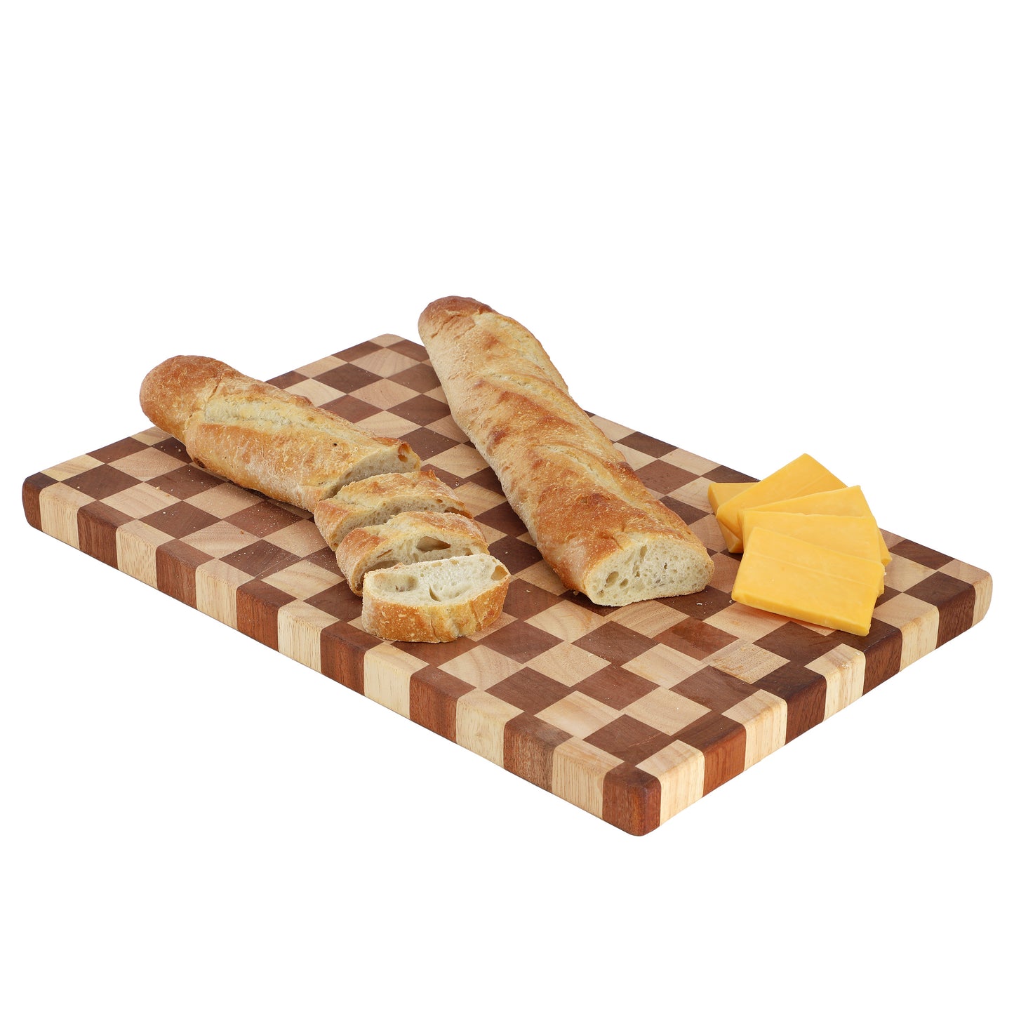 MegaChef 16 x 10" Checkerboard Acacia Wood & Rubber Serving & Cutting Board Butc