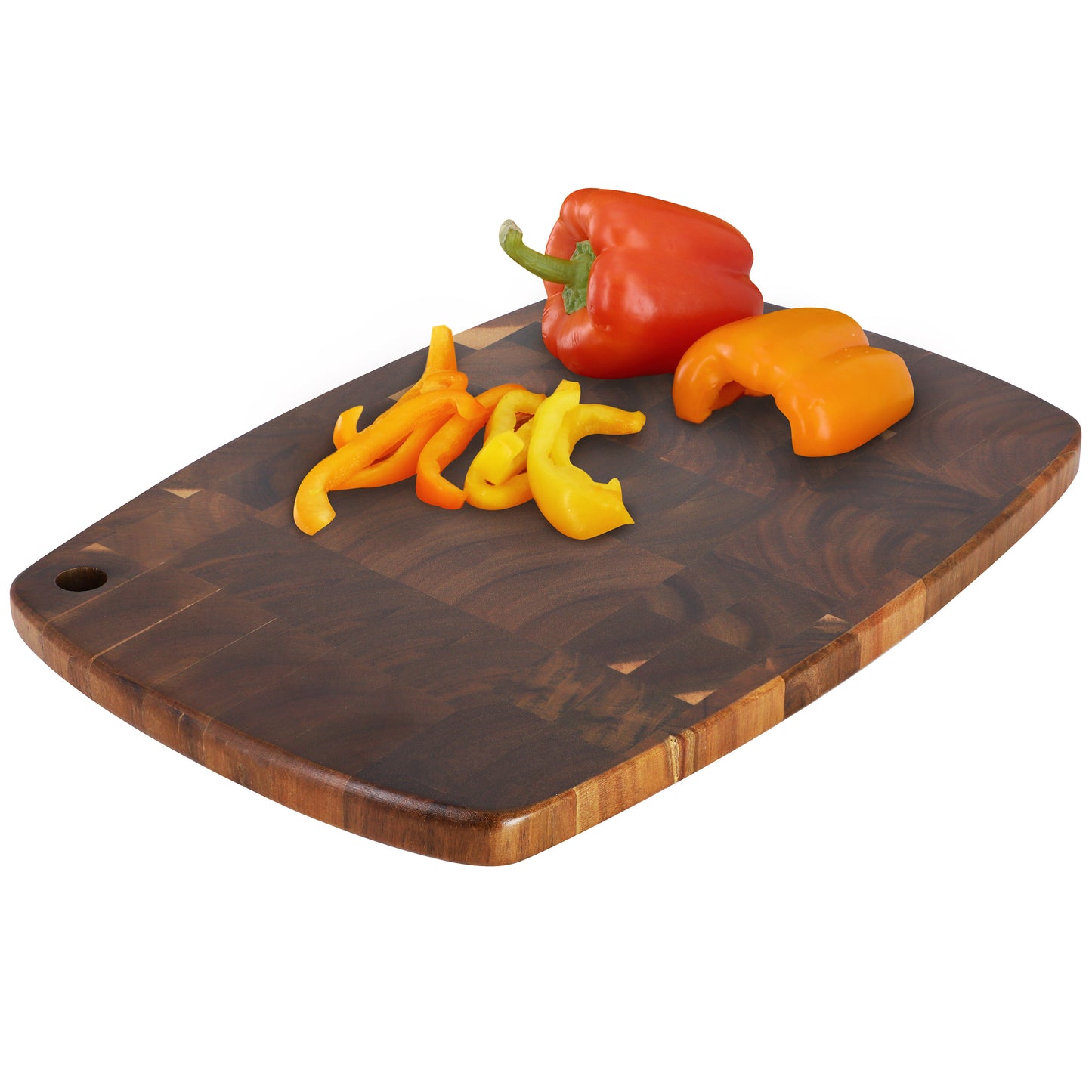MegaChef 15.5 x 10.5" Acacia Wood Rectangular Cutting Board w Rounded Edge in Da