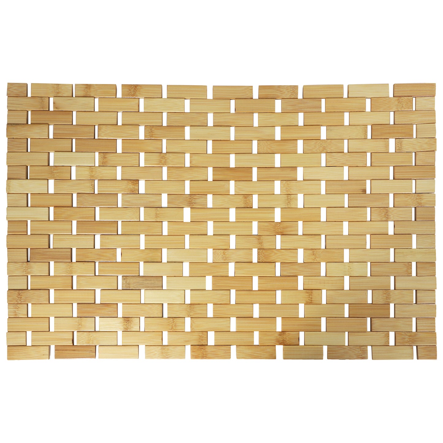 MegaChef Bamboo Wood 16.25 x 24.5" Rectangle Bathroom Mat