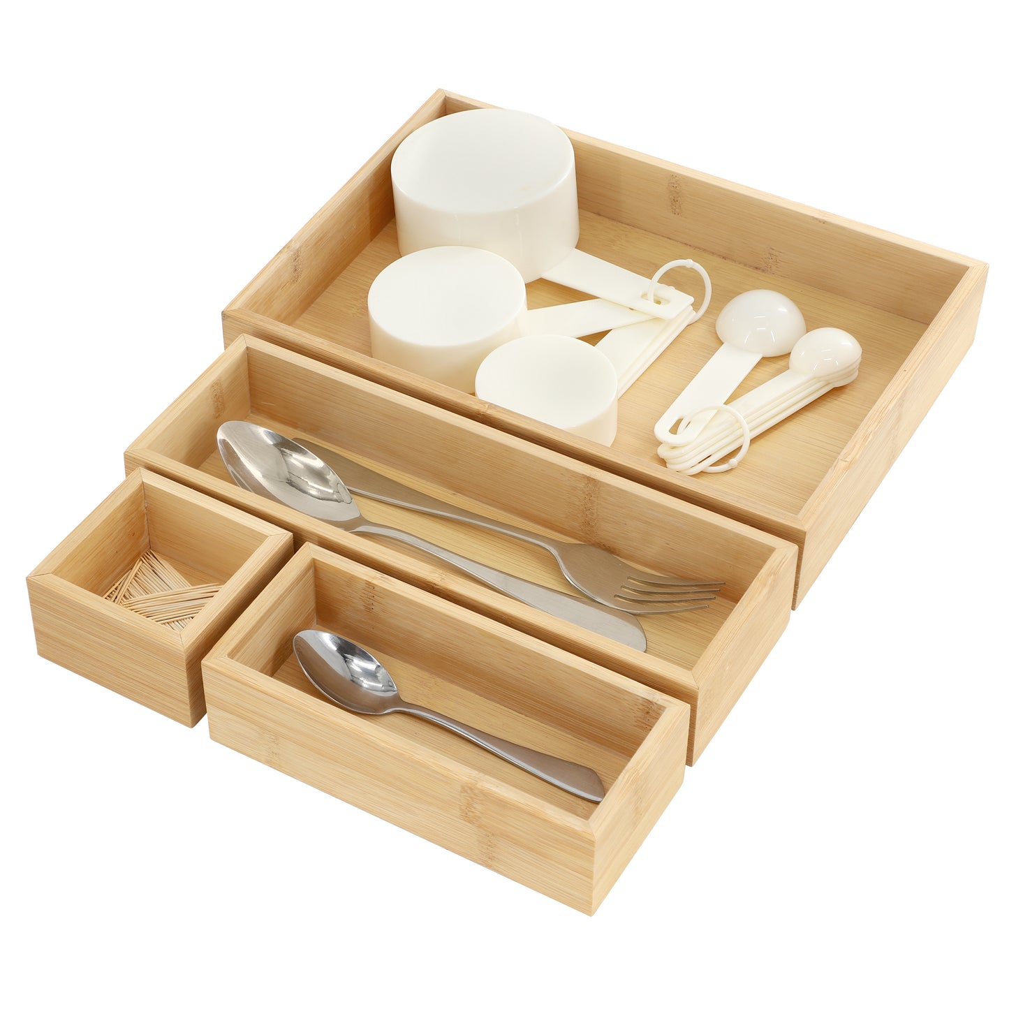 MegaChef 4 Piece Bamboo Storage & Organization Trays